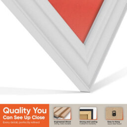 "16X16"" White Classic Vinyl Record Frame With Poppy Red Mount For 12 Inch Lp Disc - Ak Frames" - thumbnail 3