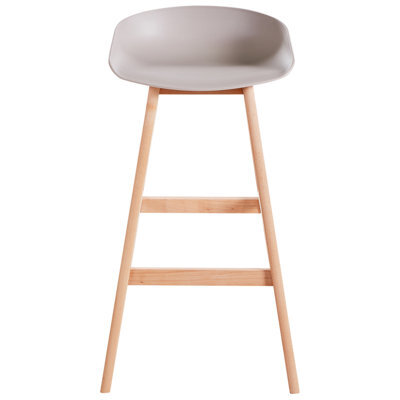 Beliani Set Of 2 Counter-Height Bar Stools, Light Beechwood Legs And Taupe Polypropylene Seats, 85 Cm. - image 1