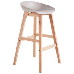Beliani Set Of 2 Counter-Height Bar Stools, Light Beechwood Legs And Taupe Polypropylene Seats, 85 Cm. - thumbnail 4