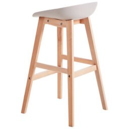 Beliani Set Of 2 Counter-Height Bar Stools, Light Beechwood Legs And Taupe Polypropylene Seats, 85 Cm. - thumbnail 7