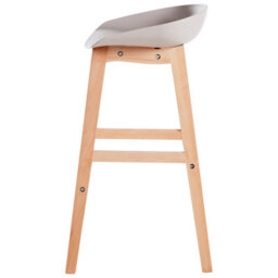 Beliani Set Of 2 Counter-Height Bar Stools, Light Beechwood Legs And Taupe Polypropylene Seats, 85 Cm. - thumbnail 6
