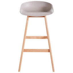 Beliani Set Of 2 Counter-Height Bar Stools, Light Beechwood Legs And Taupe Polypropylene Seats, 85 Cm. - thumbnail 1