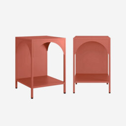 Sweeek - Set Of 2 Bedside Tables Industrial-Style Steel Terracotta L 35 X W 35 X H 51 Cm - Soho   Sweeek - thumbnail 1
