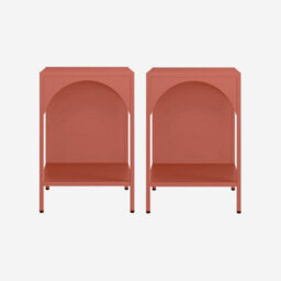 Sweeek - Set Of 2 Bedside Tables Industrial-Style Steel Terracotta L 35 X W 35 X H 51 Cm - Soho   Sweeek - thumbnail 2