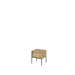 Arte Modern Andmultifunctional  Bedside Cabinet Side Table (H)500mm (W)460mm (D)400mm - Oak Artisan With Black Legs - thumbnail 1