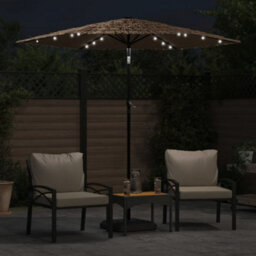 Berkfield Garden Parasol With Leds And Steel Pole Brown 223X223X213 Cm - thumbnail 3