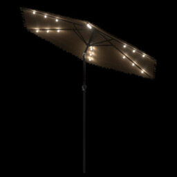 Berkfield Garden Parasol With Leds And Steel Pole Brown 223X223X213 Cm - thumbnail 8