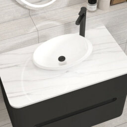 Royal Bathrooms Venice 800mm Matt Nocturne Black Wall Mounted Bathroom Countertop Vanity Unit 2 Drawer With Nova Basin - thumbnail 6