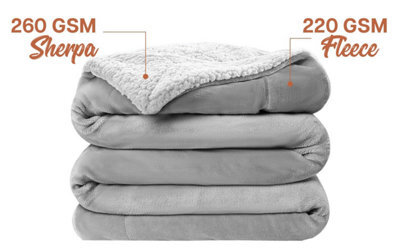Ameha Silver Sherpa Fleece Blanket Soft Thick Fluffy & Reversible Throw For Couch Bed Sofa King 200X240 Cm - image 1