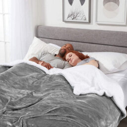 Ameha Silver Sherpa Fleece Blanket Soft Thick Fluffy & Reversible Throw For Couch Bed Sofa King 200X240 Cm - thumbnail 6