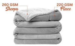 Ameha Silver Sherpa Fleece Blanket Soft Thick Fluffy & Reversible Throw For Couch Bed Sofa King 200X240 Cm