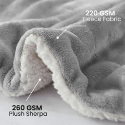 Ameha Silver Sherpa Fleece Blanket Soft Thick Fluffy & Reversible Throw For Couch Bed Sofa King 200X240 Cm - thumbnail 2