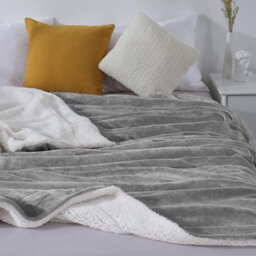 Ameha Silver Sherpa Fleece Blanket Soft Thick Fluffy & Reversible Throw For Couch Bed Sofa King 200X240 Cm - thumbnail 8
