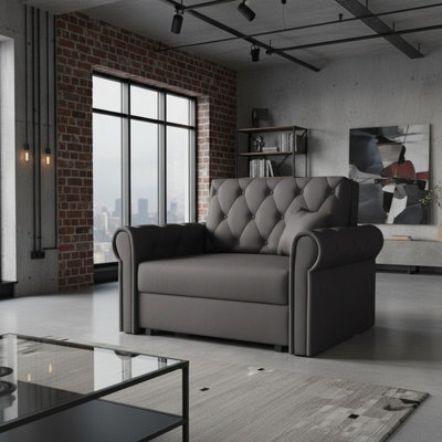 Viva Roma I Armchair Bed With Sleep Function Bedding Storage Metal Legs Wooden Frame 116X85X98Cm Dark Grey - image 1