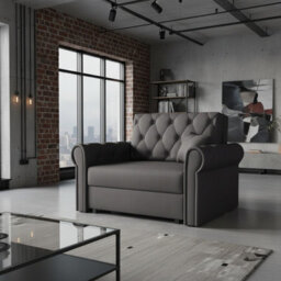 Viva Roma I Armchair Bed With Sleep Function Bedding Storage Metal Legs Wooden Frame 116X85X98Cm Dark Grey - thumbnail 1