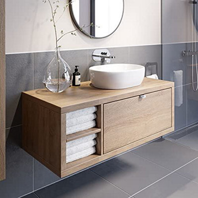 Affine Bathroom Wall Hung Vanity Unit Sink Cabinet Wash Basin Sink Storage Drawer 1100 - image 1