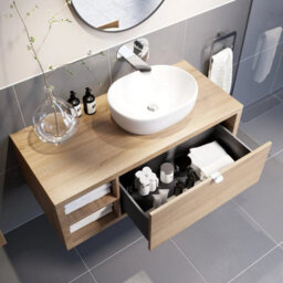 Affine Bathroom Wall Hung Vanity Unit Sink Cabinet Wash Basin Sink Storage Drawer 1100 - thumbnail 6