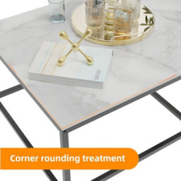Fativo Set Of 2 Small Large Square Coffee Sintered Stone Marble Table Centre Table Side Table, 65Cm - thumbnail 3