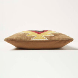 Homescapes Jaipur Handwoven Brown And Orange Kilim Cushion With Feather Filling - thumbnail 4