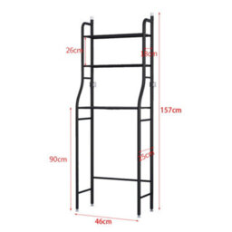 Living And Home 3 Tier Black Metal Bathroom Storage Organizer Shelf Over Toilet Rack Paper Roll Holder With 3 Hooks - thumbnail 8
