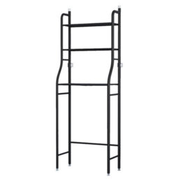 Living And Home 3 Tier Black Metal Bathroom Storage Organizer Shelf Over Toilet Rack Paper Roll Holder With 3 Hooks - thumbnail 5