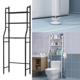 Living And Home 3 Tier Black Metal Bathroom Storage Organizer Shelf Over Toilet Rack Paper Roll Holder With 3 Hooks - thumbnail 4