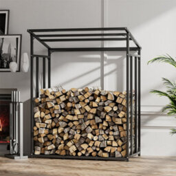 Living And Home Firewood Rack Holder Metal Tube Log Storage Store With Pe Cover 4.4 X 2 Ft