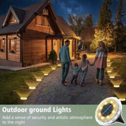 Amorly Set Of 8 Warm White Solar Disk Ground Lights, Waterproof Outdoor In Ground Path Lights For Lawn, Yard, Patio, Swimming Pool - thumbnail 6