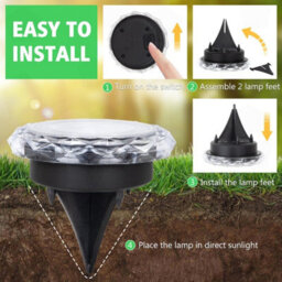 Amorly Set Of 8 Warm White Solar Disk Ground Lights, Waterproof Outdoor In Ground Path Lights For Lawn, Yard, Patio, Swimming Pool - thumbnail 5
