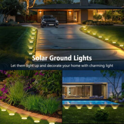 Amorly Set Of 8 Warm White Solar Disk Ground Lights, Waterproof Outdoor In Ground Path Lights For Lawn, Yard, Patio, Swimming Pool - thumbnail 4