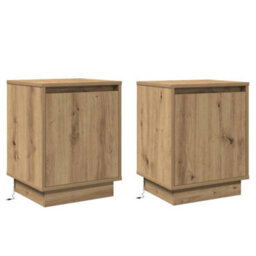 Berkfield Bedside Cabinets With Led Lights 2 Pcs Artisan Oak 39X34,5X50 Cm - thumbnail 2