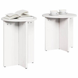 Berkfield Coffee Table 2 Pcs White Solid Pine Wood - thumbnail 3