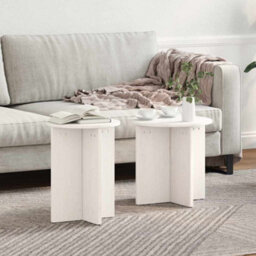 Berkfield Coffee Table 2 Pcs White Solid Pine Wood