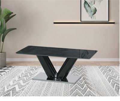 Stratus Interiors White Sintered Stone Coffee Table White Base - Black Marble - image 1