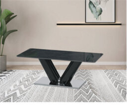 Stratus Interiors White Sintered Stone Coffee Table White Base - Black Marble - thumbnail 1