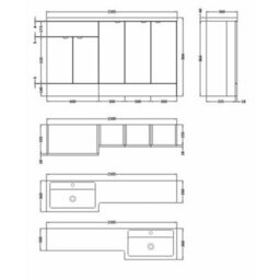 Hudson Reed Fusion 1500mm Freestanding Right-Hand Vanity Unit With Polymarble Basin, Gloss Grey - thumbnail 5