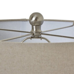 Hill Interiors Squat White Beaded Ceramic Lamp With Linen Shade Stylish Table Light - thumbnail 3