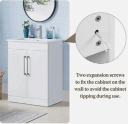 Bathroom Vanity With Ceramic Sink, Freestanding Wooden Bathroom Storage Cabinet - thumbnail 5