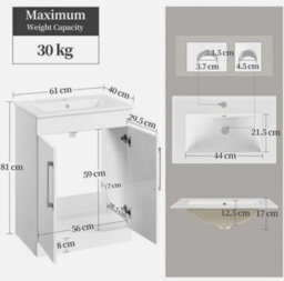 Bathroom Vanity With Ceramic Sink, Freestanding Wooden Bathroom Storage Cabinet - thumbnail 2
