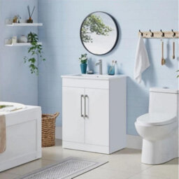 Bathroom Vanity With Ceramic Sink, Freestanding Wooden Bathroom Storage Cabinet - thumbnail 3