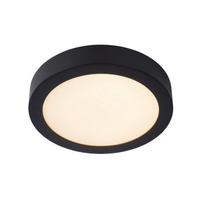 Lucide Brice-Led Modern Flush Ceiling Light Bathroom 24Cm - Led Dim. - 1X15W 3000K - Ip44 - Black - image 1