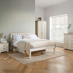 Pair Of Bedside Cabinet Highgate 2 Drawer Chest Farmhouse Style Cream - thumbnail 3