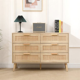 Furniturehmd Bedroom Chest Of Drawers, Ratten Storage Dresser Cabinet,sideboard For Living Room, Bedroom, Hallway - thumbnail 1