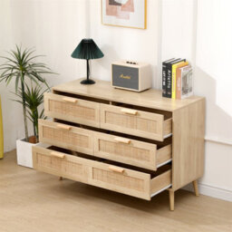 Furniturehmd Bedroom Chest Of Drawers, Ratten Storage Dresser Cabinet,sideboard For Living Room, Bedroom, Hallway - thumbnail 4
