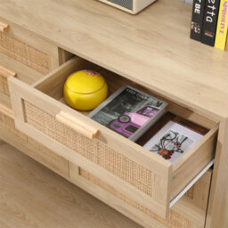 Furniturehmd Bedroom Chest Of Drawers, Ratten Storage Dresser Cabinet,sideboard For Living Room, Bedroom, Hallway - thumbnail 6