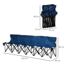 Outsunny 6 Seater Folding Bench Camping Chair With Cup Holder, Blue - thumbnail 3