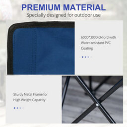 Outsunny 6 Seater Folding Bench Camping Chair With Cup Holder, Blue - thumbnail 4