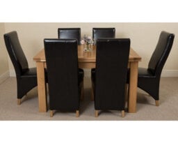 That's Furniture Richmond 140Cm - 220Cm Oak Extending Dining Table And 6 Chairs Dining Set With Lola Black Leather Chairs - thumbnail 2