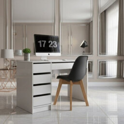 Ada Desk Robust Laminated Board With Abs Edges White Gloss - thumbnail 1