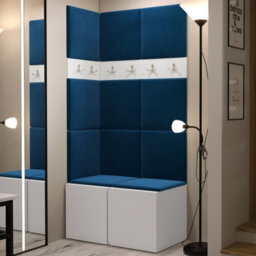 Orion I Hallway Set White Shoe Cabinet Hangers Blue Panels - thumbnail 2